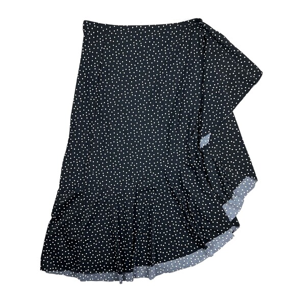Tommy Bahama Swim Cover-up Skirt  Womens S  NWOT  Black Polka Dot Ruffle Hi Slit - Picture 1 of 6